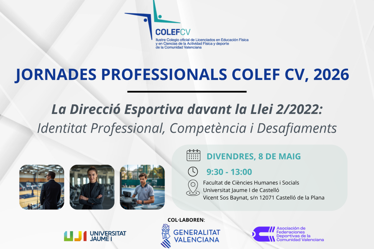 JORNADA COLEF CV | La Direcció esportiva davant la Llei 2/2022: Identitat Professional, competències i desafiaments.